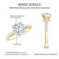 3 CT Cushion Cut Moissanite Solitaire Engagement Ring