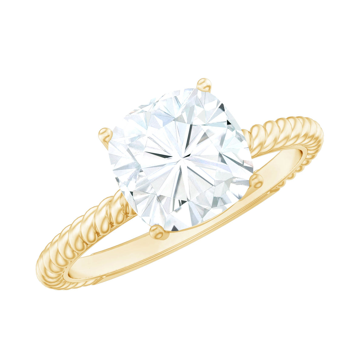 3 CT Certified Moissanite Cushion Cut Engagement Ring