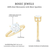 3 CT Certified Moissanite Cushion Cut Engagement Ring