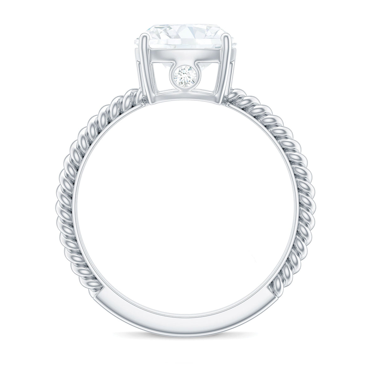 Cushion Cut Moissanite Solitaire Engagement Ring with Twisted Rope