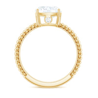 Cushion Cut Moissanite Solitaire Engagement Ring with Twisted Rope