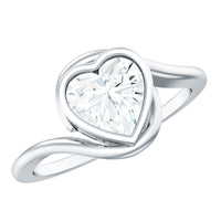 Heart Shape Moissanite Bypass Engagement Ring for Women
