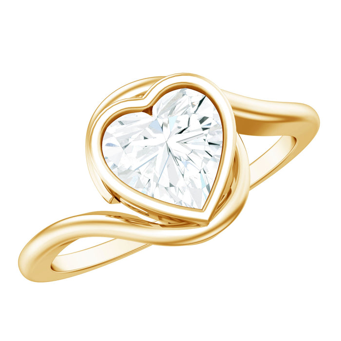 Heart-shaped moissanite bypass engagement ring for women by Rosec Jewels featuring sparkling stones and elegant band design.