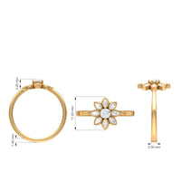 Round and Marquise Zircon Flower Ring