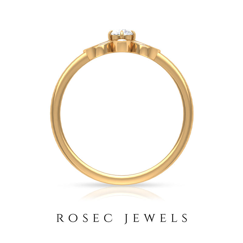 Rosec Jewels round and marquise zircon flower ring with sparkling gemstone accents, elegant jewelry piece in a close-up shot.