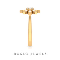 Round and Marquise Zircon Flower Ring