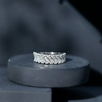 Baguette and Round Cut Zircon Braided Anniversary Ring