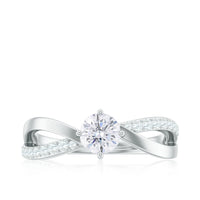 Round Cut Zircon Infinity Solitaire Ring in Prong Setting