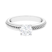 Cubic Zirconia Solitaire Twisted Rope Ring in Square Prong Setting