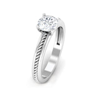 Cubic Zirconia Solitaire Twisted Rope Ring in Square Prong Setting