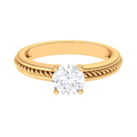 Cubic Zirconia Solitaire Twisted Rope Ring in Square Prong Setting