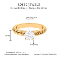 Cubic Zirconia Solitaire Twisted Rope Ring in Square Prong Setting