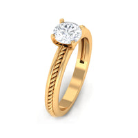 Cubic Zirconia Solitaire Twisted Rope Ring in Square Prong Setting