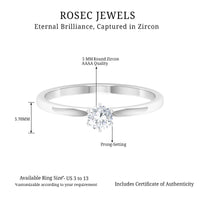 5 MM Round Zircon Solitaire Promise Ring