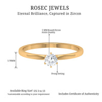 5 MM Round Zircon Solitaire Promise Ring