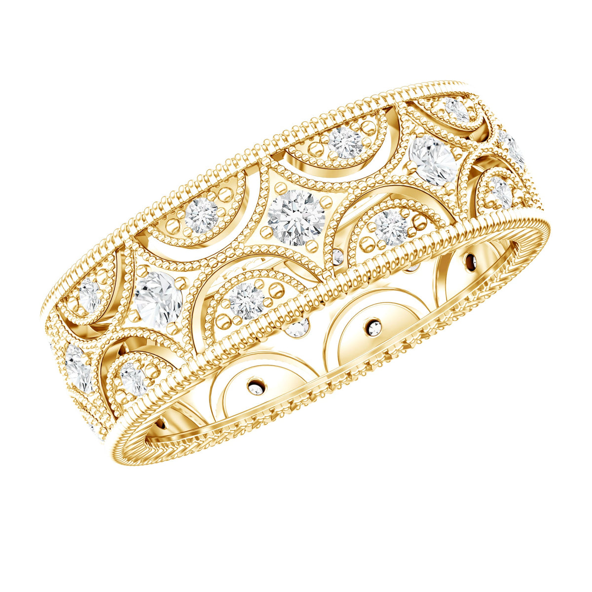 Certified Cubic Zirconia Vintage Wedding Band for Women