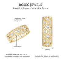 Certified Cubic Zirconia Vintage Wedding Band for Women