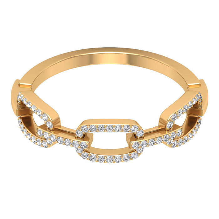 Minimal cubic zirconia chain link ring from Rosec Jewels featuring a sleek design and sparkling stones on a silver band.