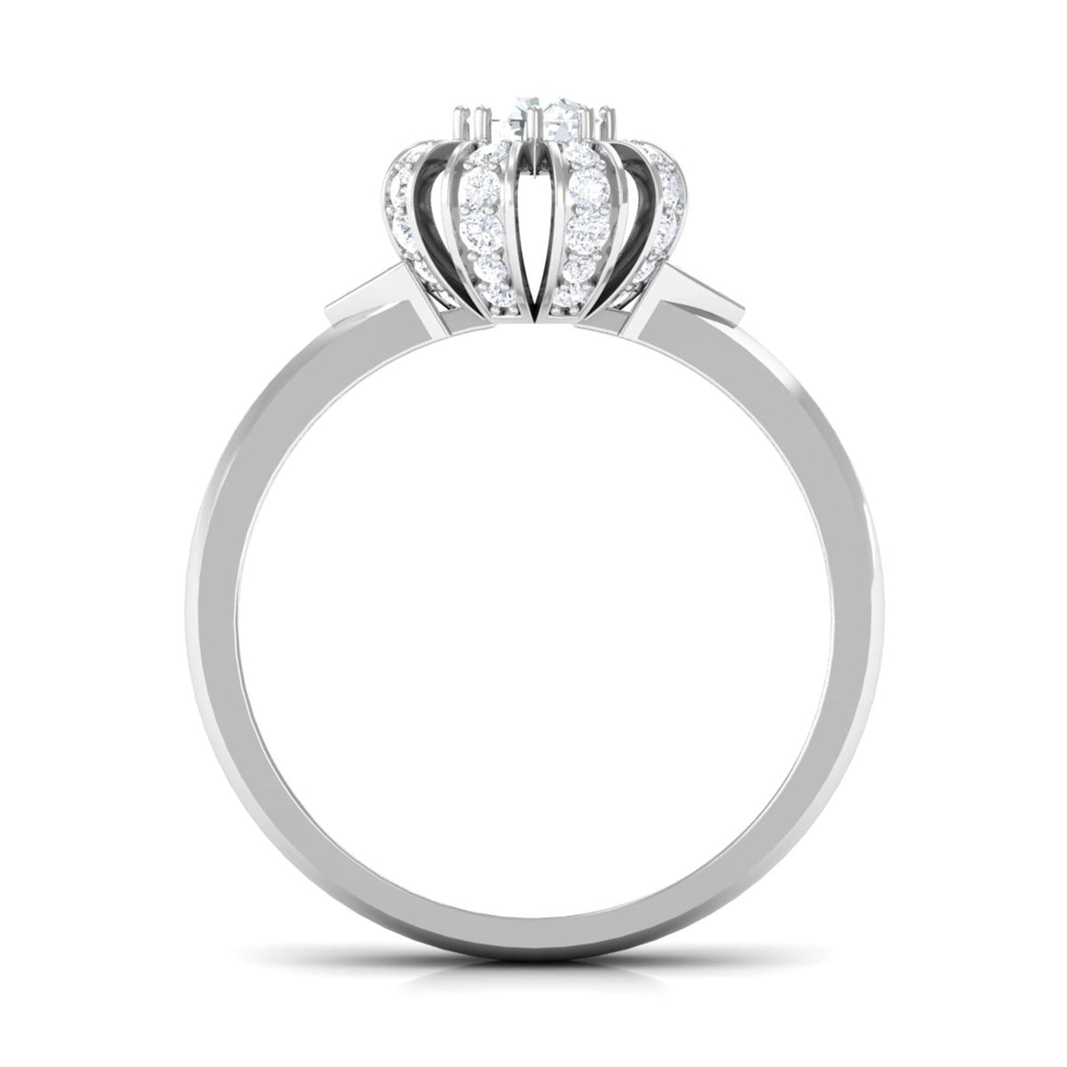 Classic Zircon Floral Engagement Ring