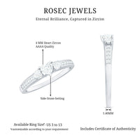 Heart Shape Zircon Anniversary Ring with Side Stones