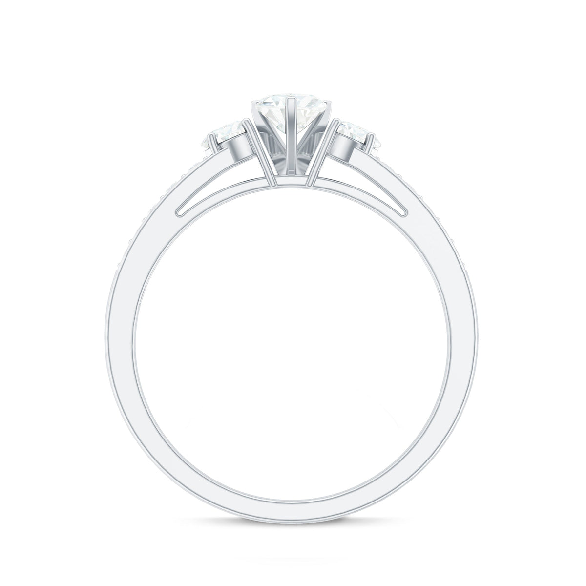 Heart Shape Zircon Anniversary Ring with Side Stones