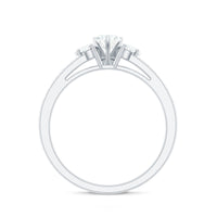 Heart Shape Zircon Anniversary Ring with Side Stones
