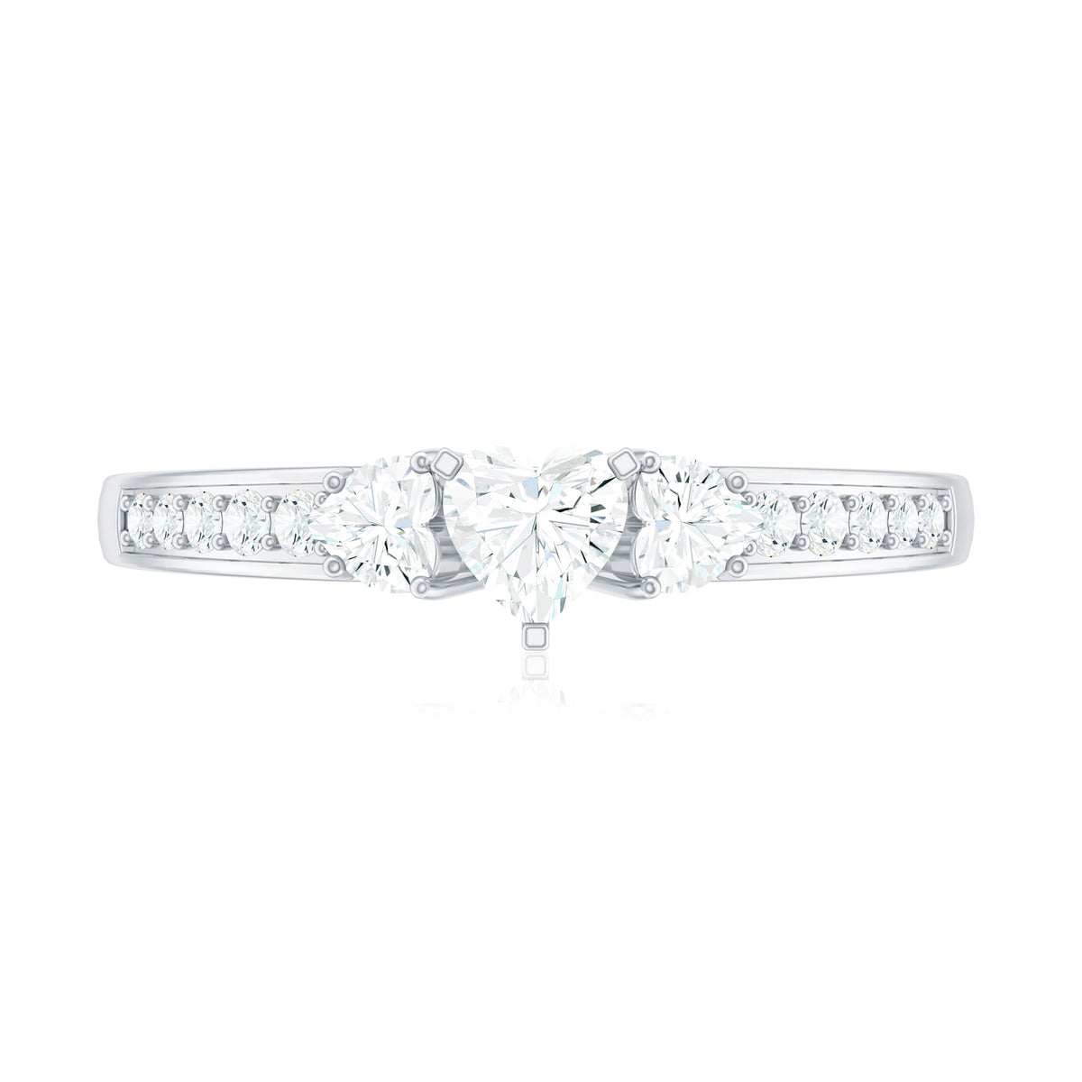 Heart Shape Zircon Anniversary Ring with Side Stones
