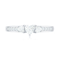 Heart Shape Zircon Anniversary Ring with Side Stones