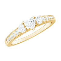 Heart Shape Zircon Anniversary Ring with Side Stones