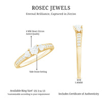 Heart Shape Zircon Anniversary Ring with Side Stones