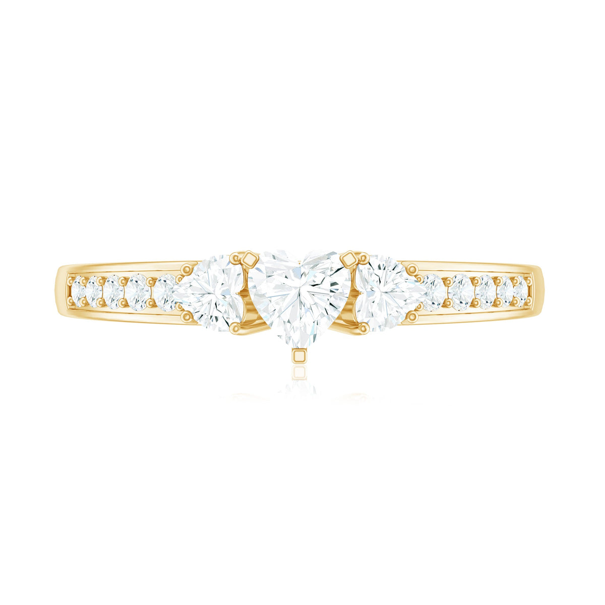 Heart Shape Zircon Anniversary Ring with Side Stones