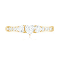 Heart Shape Zircon Anniversary Ring with Side Stones