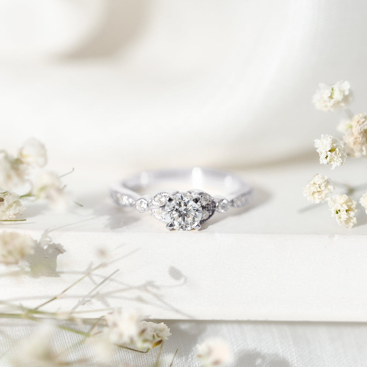 Vintage Inspired Zircon Engagement Ring for Women