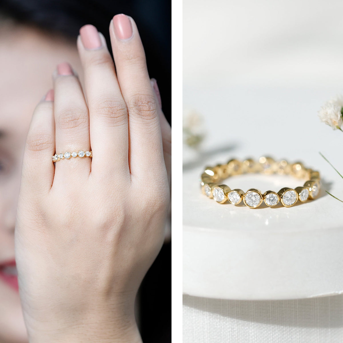 Bezel Set Round Cubic Zirconia Unique Full Eternity Ring