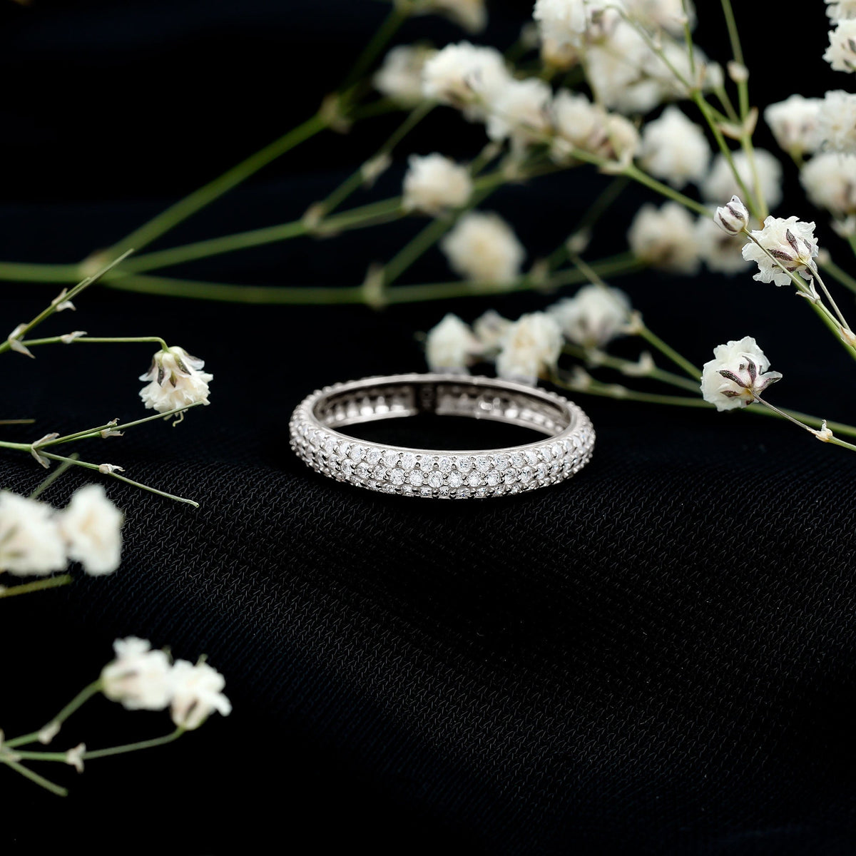 Pave Set Cubic Zirconia Eternity Wedding Band for Women