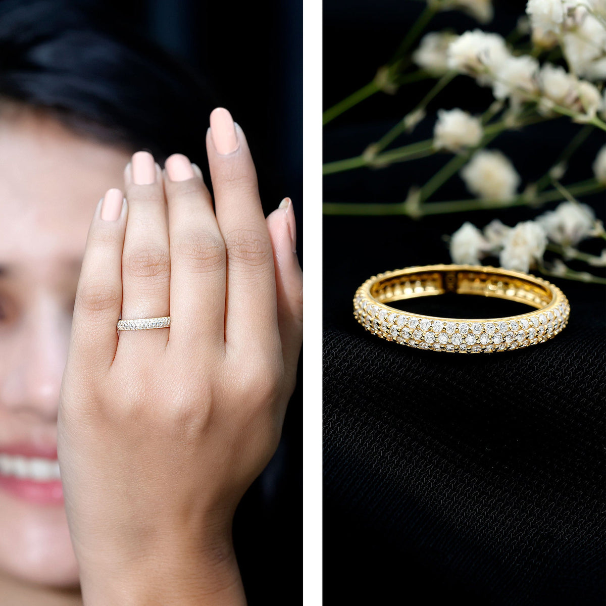 Pave Set Cubic Zirconia Eternity Wedding Band for Women