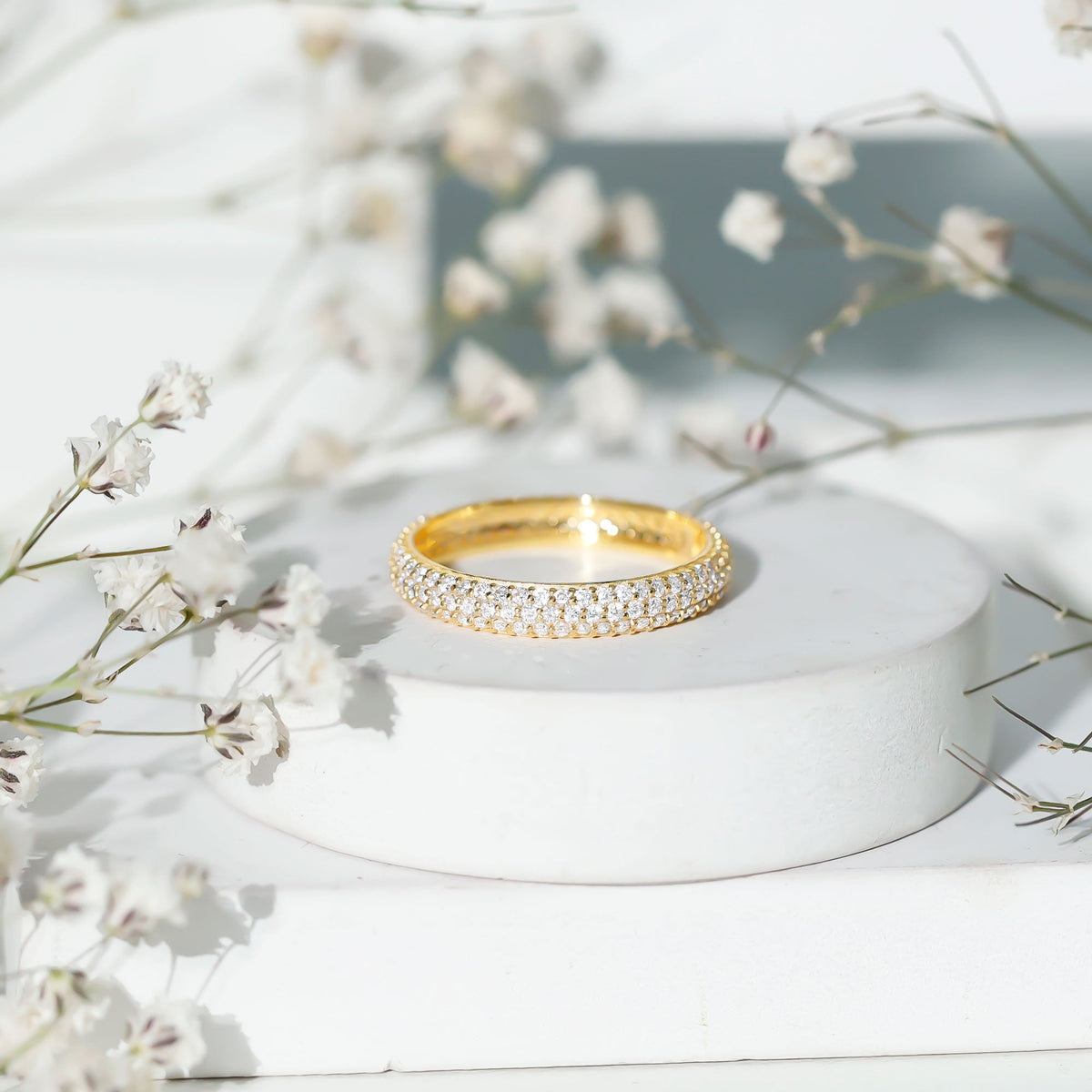 Pave Set Cubic Zirconia Eternity Wedding Band for Women