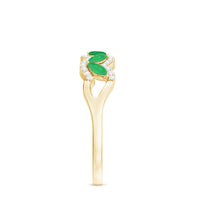 Natural marquise emerald half eternity ring with diamonds by Rosec Jewels, showcasing the detailed gemstone and band design.