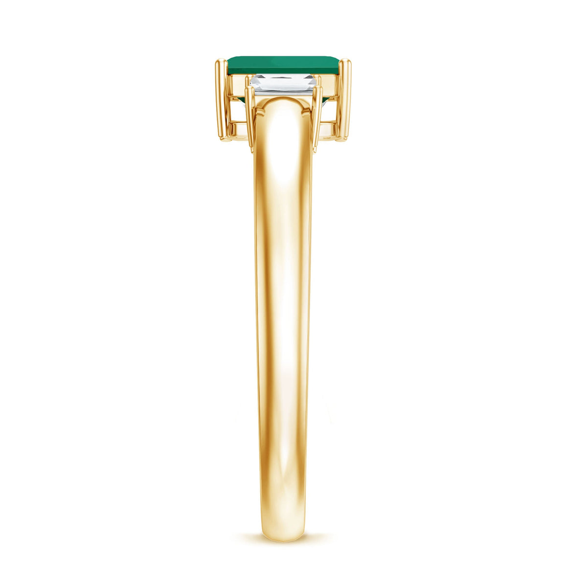 Emerald cut emerald and diamond 3-stone promise ring for her, featuring sparkling gemstones set in a elegant ring by Rosec Jewels