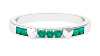 Natural Emerald Heart Eternity Ring in Channel Setting