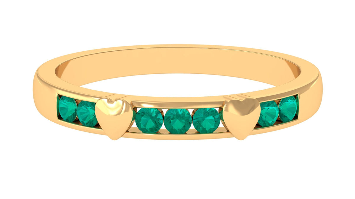 Natural Emerald Heart Eternity Ring in Channel Setting