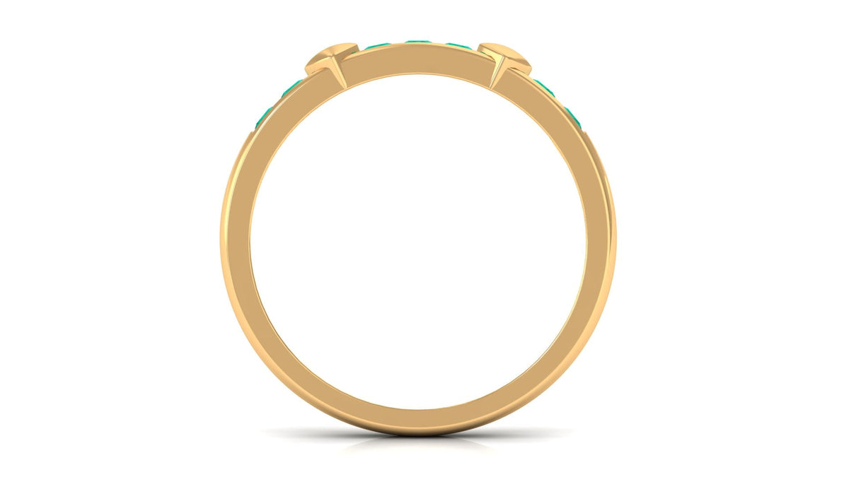 Natural Emerald Heart Eternity Ring in Channel Setting