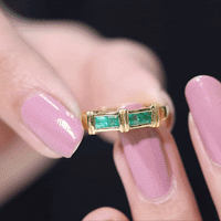 Princess Cut Real Emerald Band Ring in Channel Setting