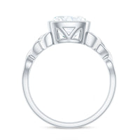 Cushion Cut Moissanite Solitaire Celtic Knot Ring in Bezel Setting