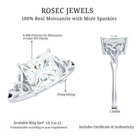 Princess Cut Moissanite Celtic Knot Engagement Ring for Women