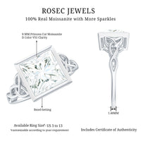 Princess Cut Moissanite Celtic Engagement Ring in Bezel Setting