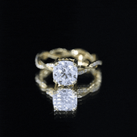 Cushion Cut Solitaire Moissanite Braided Engagement Ring