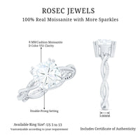Cushion Cut Solitaire Moissanite Braided Engagement Ring