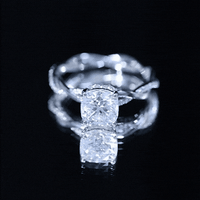 3 Carat Moissanite Cushion Cut Hidden Halo Engagement Rings