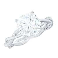 3 Carat Moissanite Cushion Cut Hidden Halo Engagement Rings